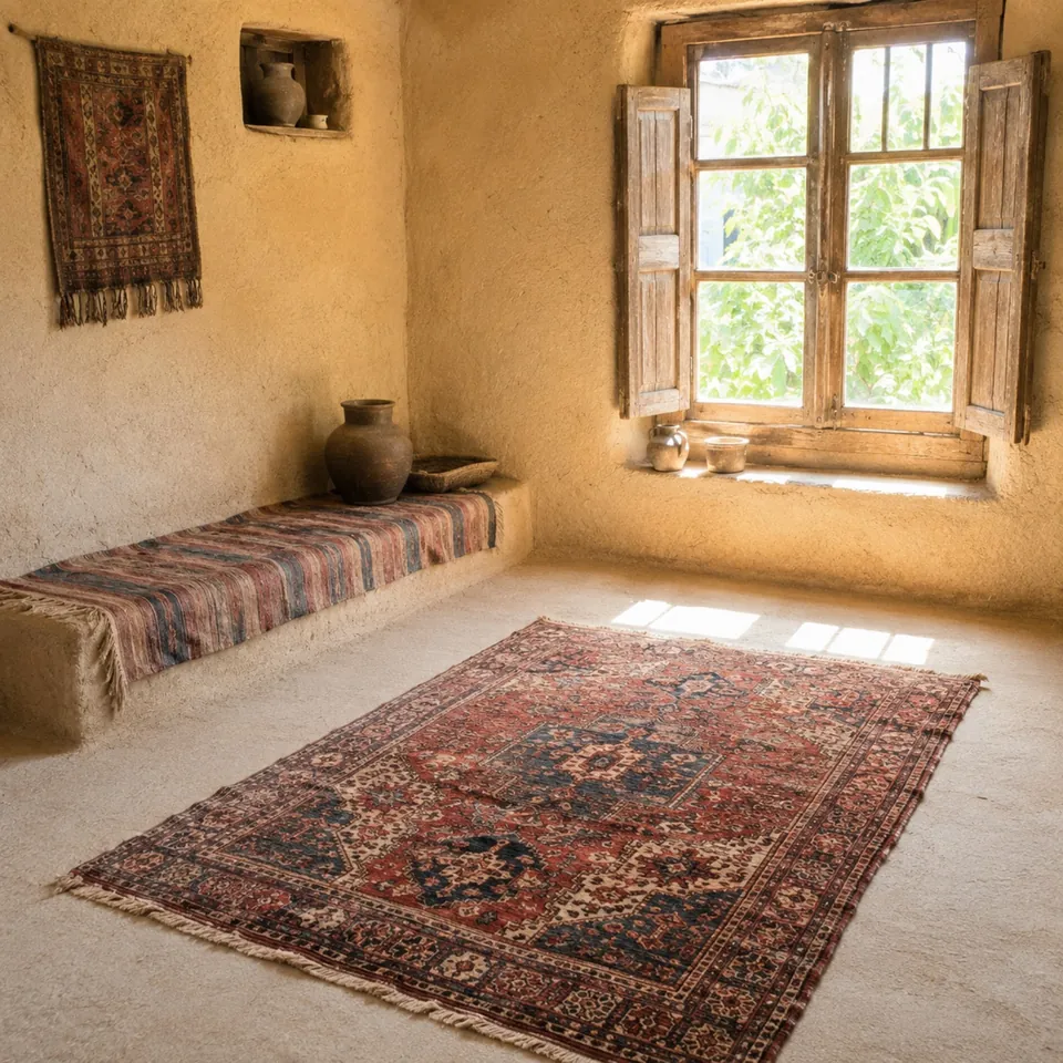 Antique Persian hand-knotted rug