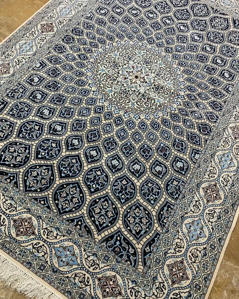Isfahan Perserteppich-Paar — Dunkelblauer Gonbad-Ghalicheh
