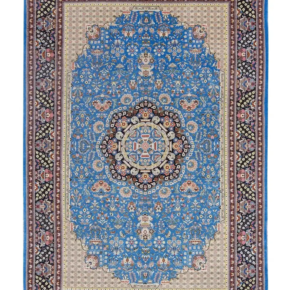 Azure Paradise Medallion — Handmade Kashan Carpet