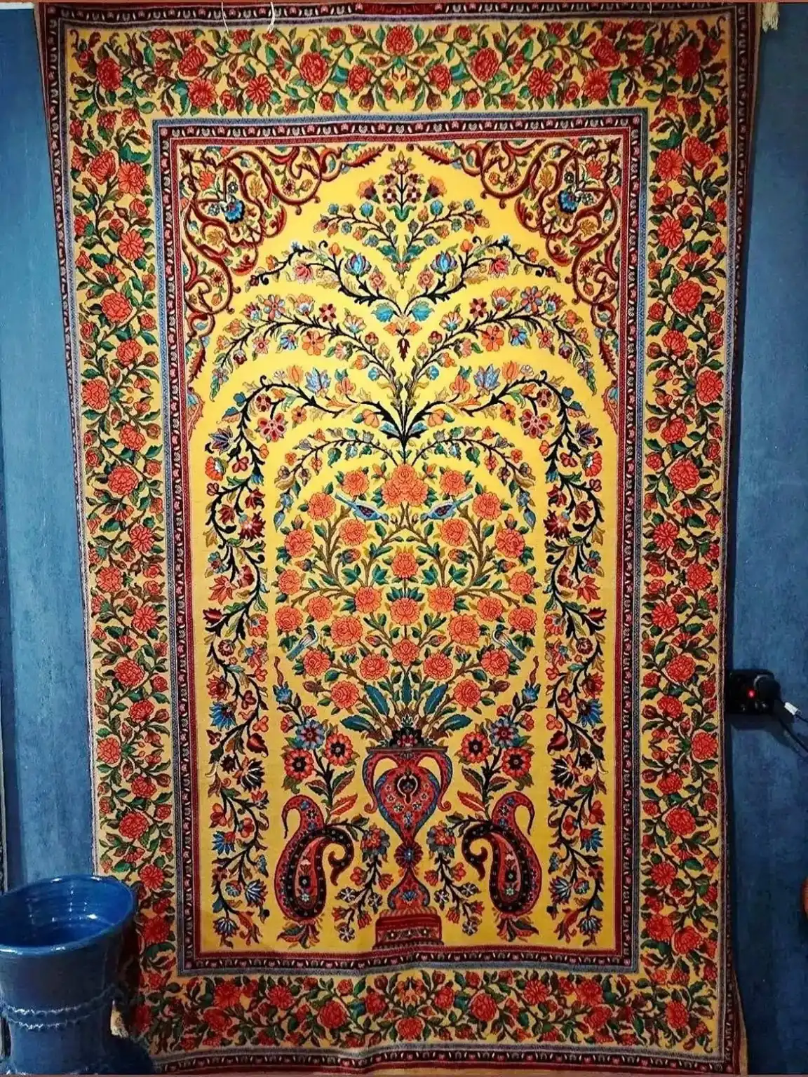 Ghamsar Tree of Life — Handmade Kashan Carpet, front view