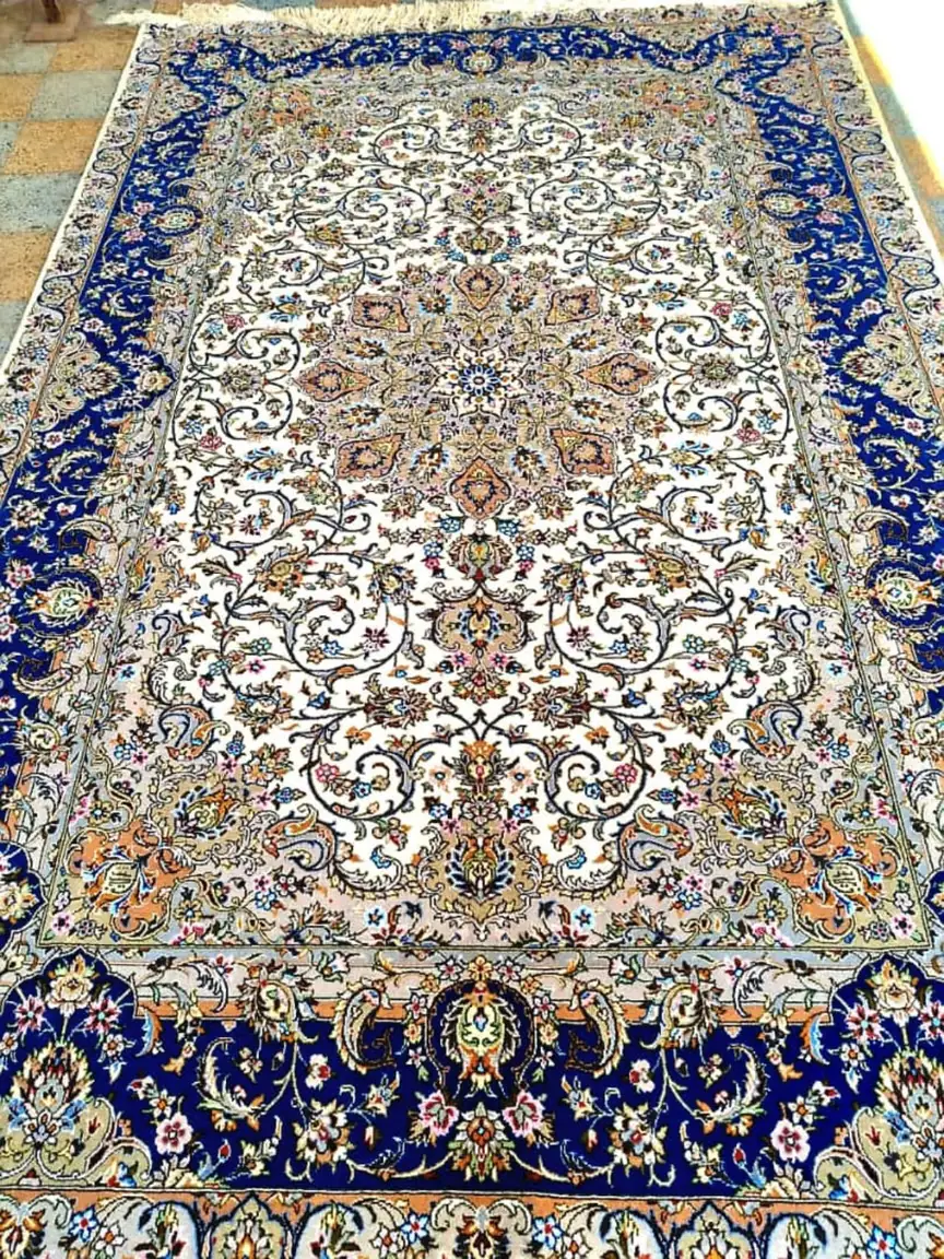 Persian Azure Majesty Handmade Kashan Carpet PRR-KH-035