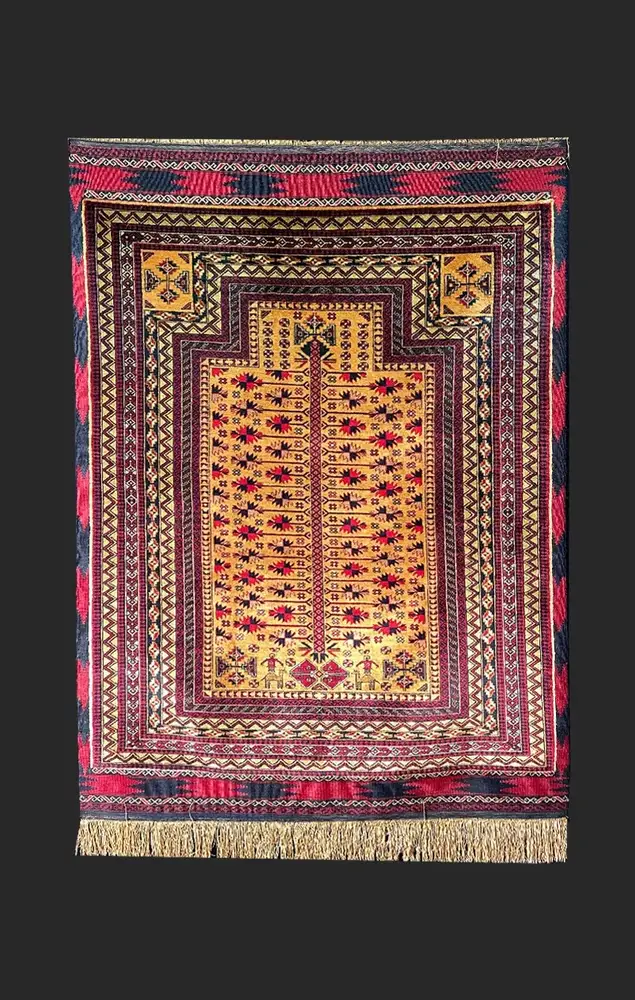 Персидский шелковый ковёр Хорасан ручной работы, Молитвенный ковёр, 135 × 98 см - фото товара 1