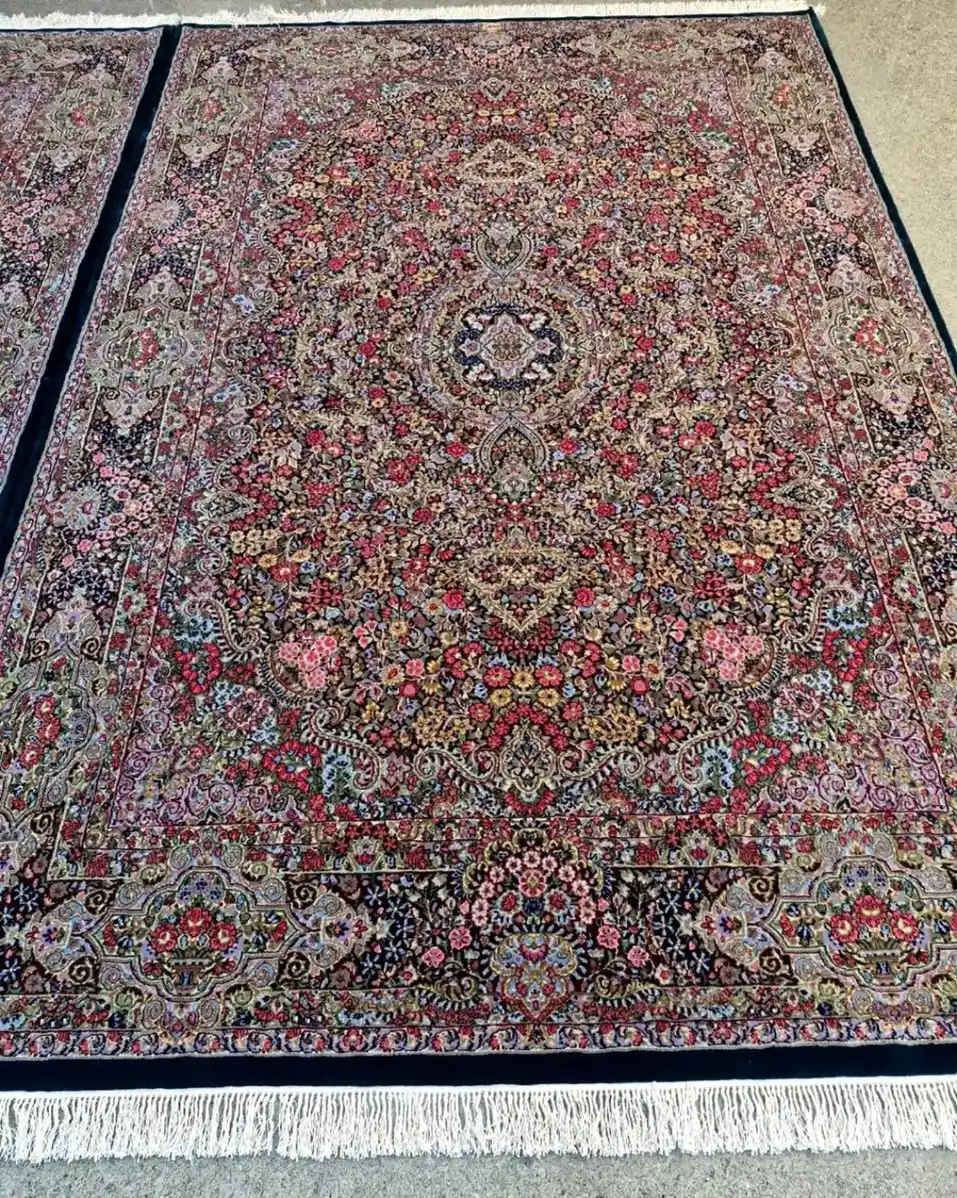 Twin Midnight Blossom Medallions of Kerman — complete view