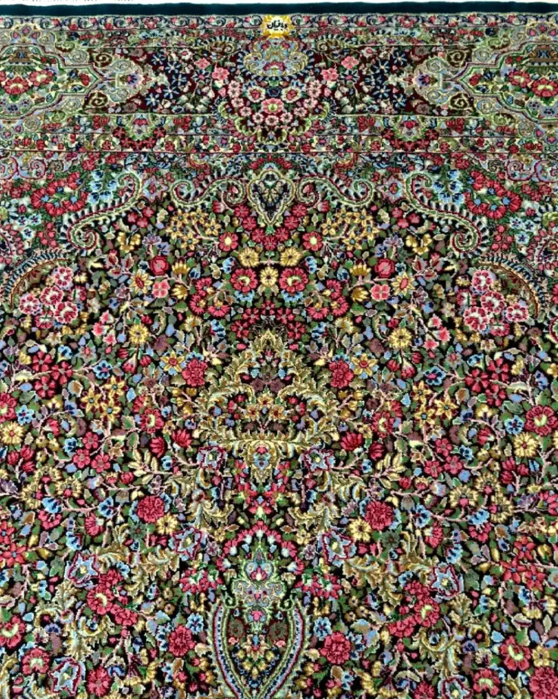 Twin Midnight Blossom Medallions of Kerman — field detail