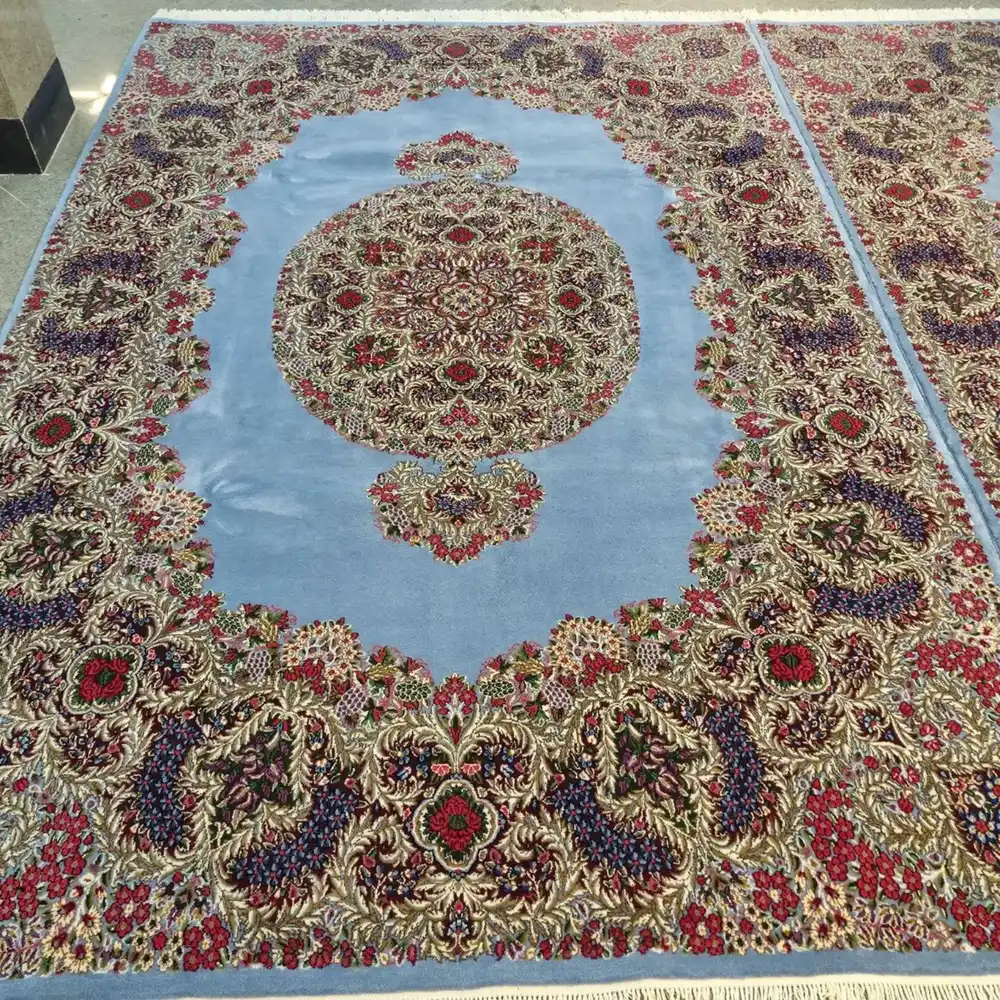 Azure Twin Medallions — full rug view