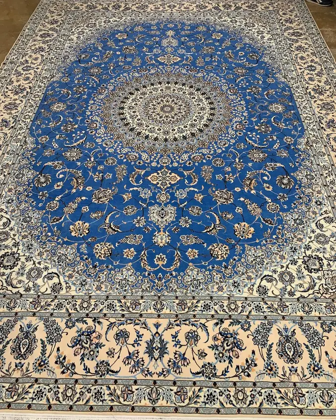 سجادة نايين فارسية معقودة يدوياً — لچك ترنج أزرق — 300 × 400 cm, PRR-NN-019