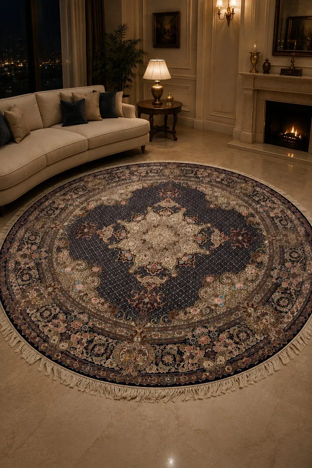 Imperial Midnight Crown Round Rug — PRR-RR-018-D250