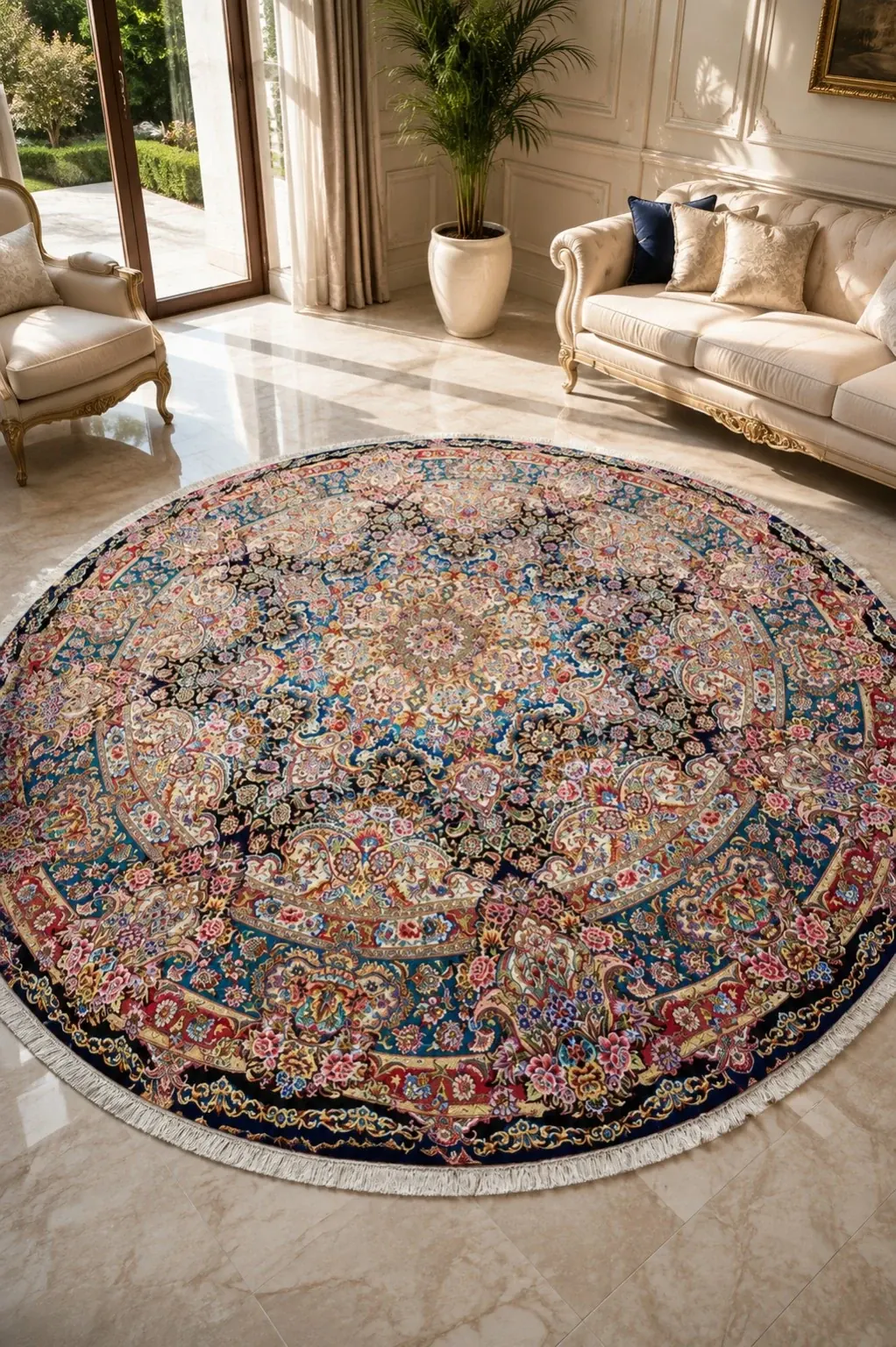 Royal Sapphire Paradise Round Rug — PRR-RR-004