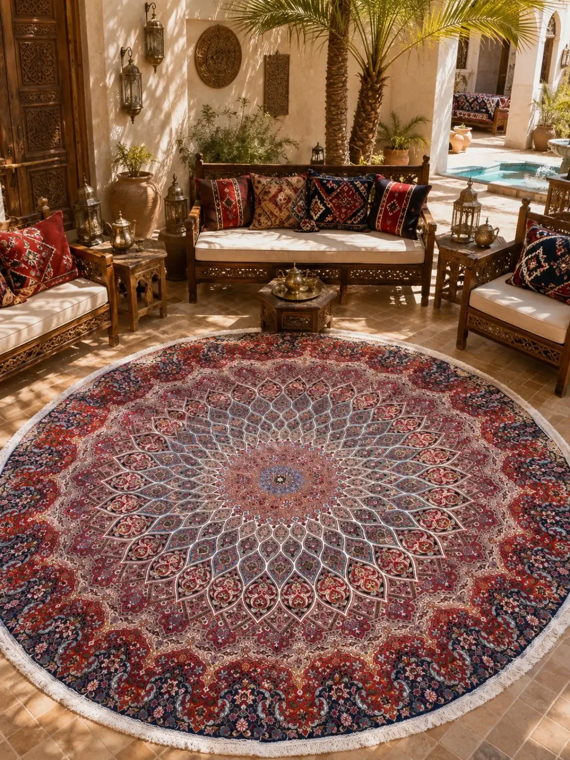 Royal Sunburst Dome Round Rug — PRR-RR-013