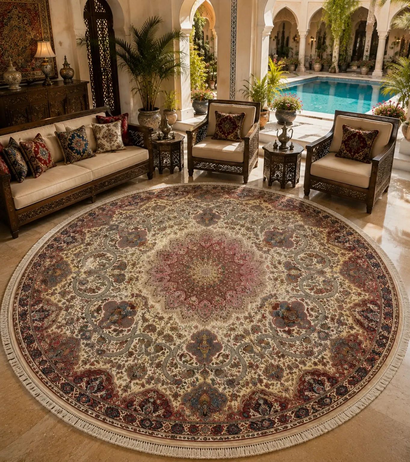 Imperial Paradise Medallion Round Rug — PRR-RR-014