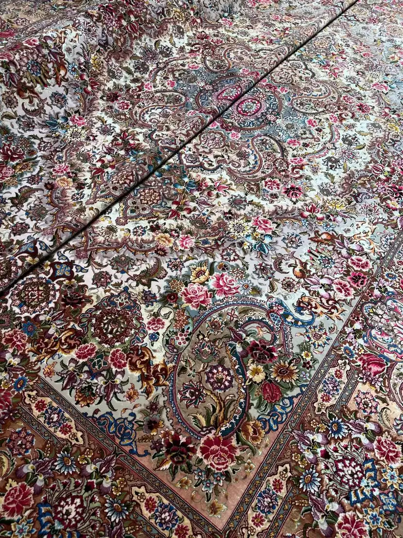 Imperial Blush Paradise Pair Tabriz Carpet — detail 1