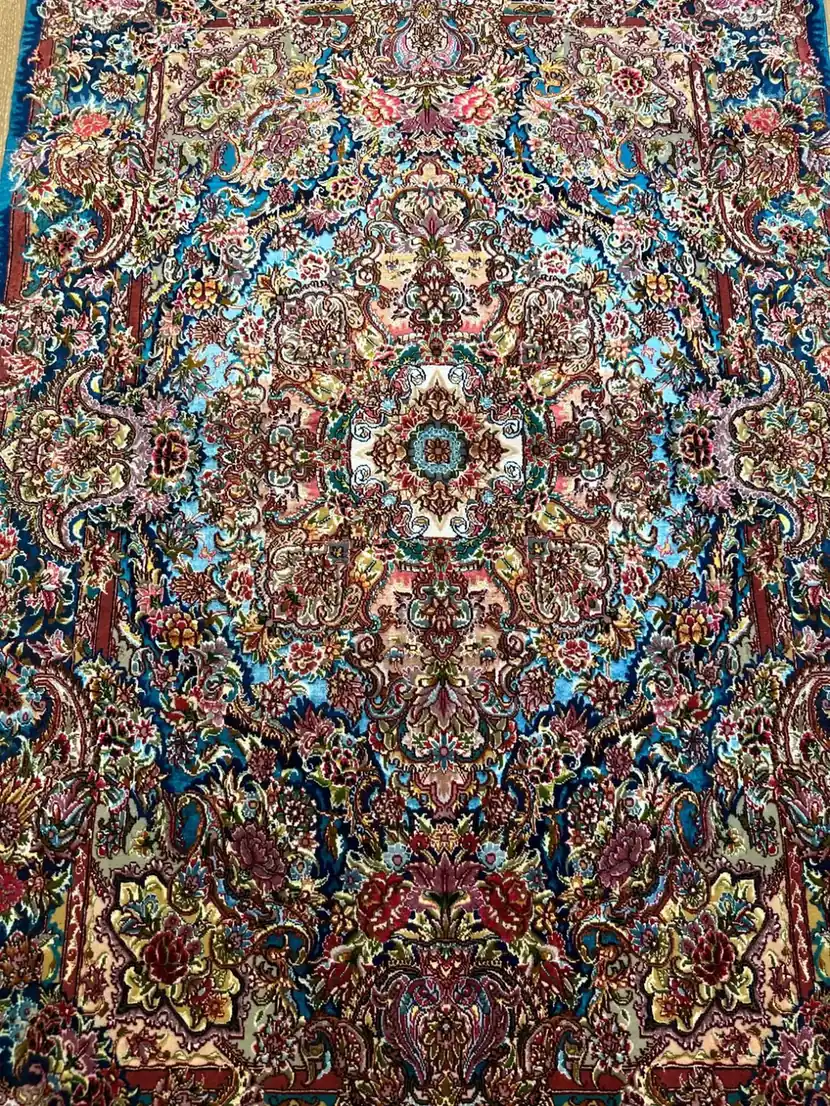 Royal Turquoise Paradise Tabriz Carpet
